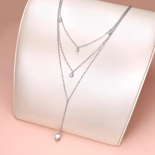 Vista 6 de Gargantilla larga de plata de ley con cuentas para mujer, estilo bohemio