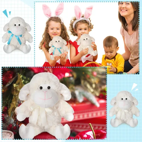 Vista 7 de Poen 10 piezas de cordero, oveja, peluches de cordero, de 11 pulgadas, lindo animal de peluche de oveja blanca, juguetes para abrazar, regalo