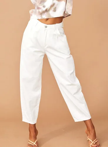 Vista 3 de EVALESS Pantalones de mezclilla holgados de cintura alta para mujer, casuales, holgados, recortados, pantalones de mezclilla Y2K