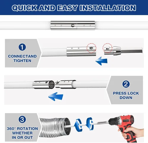 Vista 6 de PetOde Kit de limpiador de ventilación de secadora de 32 pies, cepillo flexible mejorado con accesorio de taladro para una limpieza efectiva