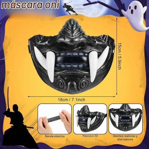 Vista 3 de Chicingyou - Disfraz de Samurai de Halloween de 2 piezas, máscara