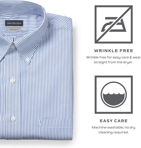 Vista 5 de Van Heusen Van Heusen - Camisa de vestir para hombre, ajuste regular, cuello con botones, color liso
