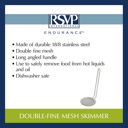Vista 6 de RSVP International Endurance Kitchen Collection - Cuchara de acero inoxidable de malla doble fina para aceite y colador de grasa con mango de 8-1/4
