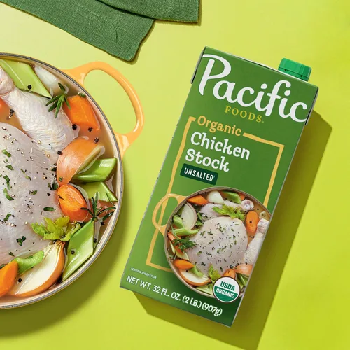 Vista 3 de Pacific Foods - Caldo de pollo orgánico sin sal, caja de 32 onzas (paquete de 12)