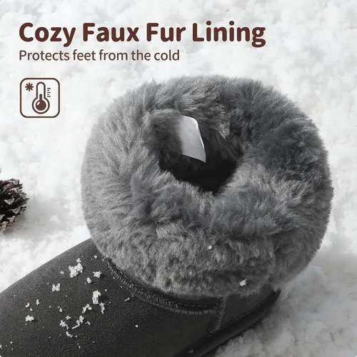 Vista 5 de DREAM PAIRS botas de nieve de invierno con forro de piel sintética para niños