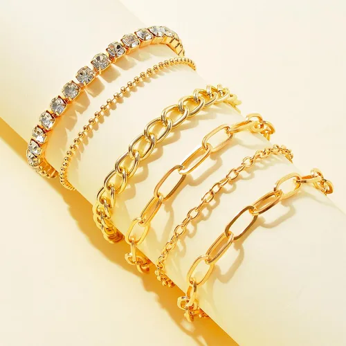 Vista 17 de Long tiantian Pulsera de oro gruesa para mujer, pulseras de oro delicadas, pulseras para mujer, pulseras apilables de eslabones de cadena