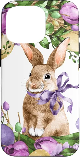 Vista 20 de Floral Easter Bunny Wreath Decor for Women Cute Easter Day Case for iPhone 17