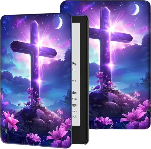 Vista 24 de Funda para Kindle de 6 pulgadas (11.ª generación, versión 2024/2022) delgada de piel sintética, ajustable, multiángulo, Smart Shell con función