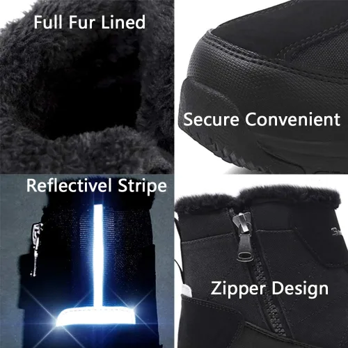 Vista 4 de Silentcare - Botas de nieve para hombre con forro de piel impermeables antideslizantes ligeras