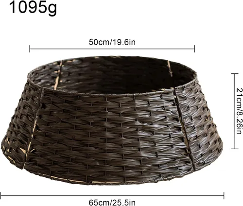 Vista 2 de Falda de cuello para árbol de Navidad, hecha a mano, mimbre artificial, soporte de mimbre para árbol de Navidad, base de árbol de Navidad, anillo