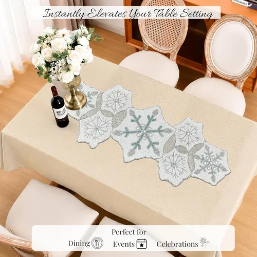 Vista 5 de Camino de mesa con cuentas de 36 pulgadas de diseño elegante infinito - Decoración de mesa para bodas, fiestas, días festivos, regalos y uso diario