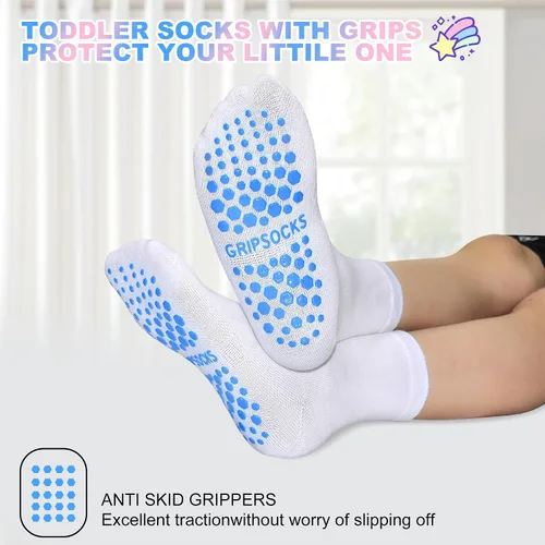 Vista 6 de SkiBeaut 15 pares de calcetines para niños pequeños, calcetines antideslizantes para niños y niñas, calcetines antideslizantes para niños de 1 a 10