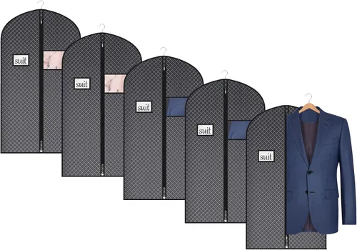 Vista 10 de Univivi Bolsas de ropa para almacenamiento, bolsas de ropa colgantes de 40 pulgadas con ventana transparente y tarjetero de identificación