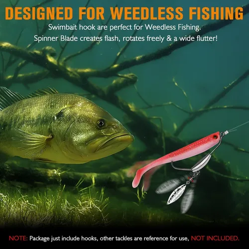Vista 5 de Dovesun 12PCS/44PCS Anzuelos Ponderados de Natación Anzuelos de Pesca Ponderados Anzuelos de Agua Salada y Agua Dulce de Gusano Sin Malas Hierbas