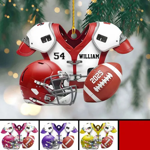 Vista 22 de Adorno de Navidad de fútbol americano personalizado, adorno de fútbol americano, adornos de Navidad de fútbol americano personalizados, adornos