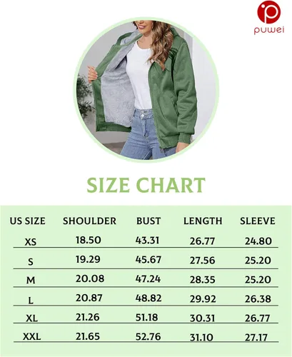 Vista 3 de PUWEI - Sudadera con capucha, con zíper y forro de felpa grueso, para mujer