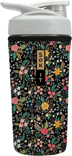 Vista 32 de Sok It BotlSok Botella Mezcladora de Proteínas con Funda Aislante de Neopreno (Floral Abstracto, Se Ajusta a Mezcladoras de 24oz)