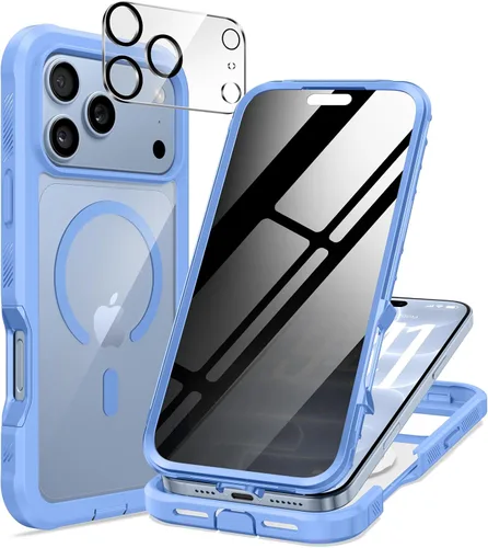 Vista 33 de seacosmo para iPhone Air Funda, Carcasa Completa con Protector de Privacidad de Vidrio Templado 9H Integrado y Protector de Lente de Cámara Negro