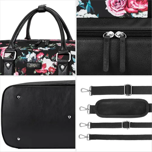 Vista 103 de IBFUN Bolsas de fin de semana para mujer, bolsa grande de lona para viaje, bolsa de viaje con compartimento para zapatos, 21 pulgadas, juego de 3