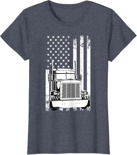 Vista 80 de Camión conductor bandera americana camionero vintage hombres mujeres regalo camiseta