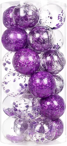 Vista 13 de 24 unidades - Adornos de bolas de Navidad de plástico transparente inastillable colgantes con bolas delicadas decorativas