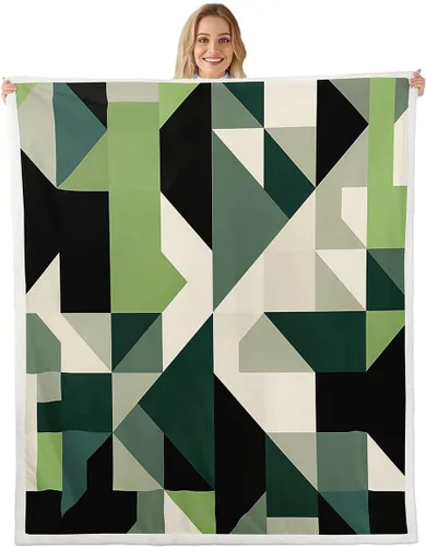 Vista 25 de Erosebridal Black Blue Triangles Square Fleece Throw Blanket 40"x50" - Ultra-Soft for Couch Sofa Bed,3D Geometric Pattern Sherpa Blanket,Abstract
