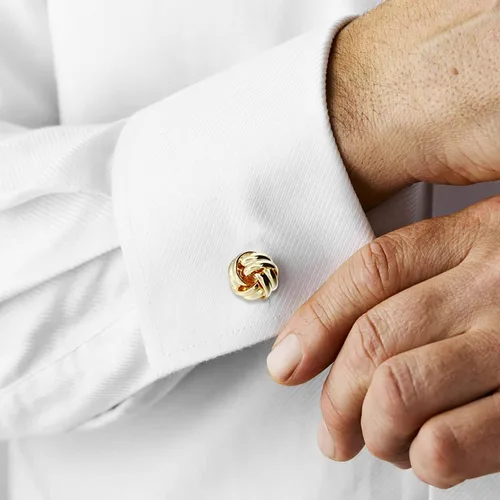 Vista 3 de HAWSON Gemelos con nudo y tachuelas de camisa para hombre en tono dorado o plateado, a juego con esmoquin blanco y negro, adecuados para el día