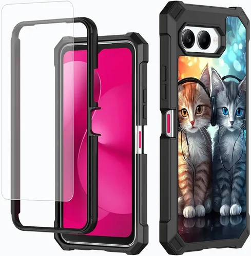 Vista 81 de Funda para T-Mobile Revvl 7 de 6.6 pulgadas con protector de pantalla, policarbonato duro de doble capa resistente y TPU suave a prueba de golpes