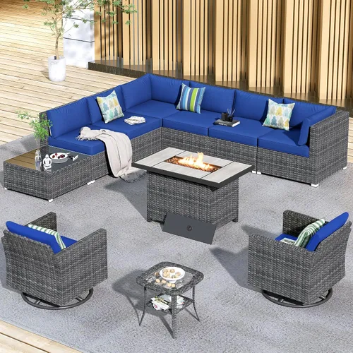 Vista 17 de HOOOWOOO Patio Sectional Furniture Set,2 Piece Couch Set with 2 Matching Armless Chairs(Beige)