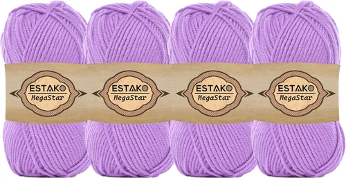 Vista 28 de Estako Megastar, 3.52 Oz (100g) de hilo de acrílico 75% y lana 25%, suave, peso grueso voluminoso #5 para crochet y tejer 120 yardas (110m)