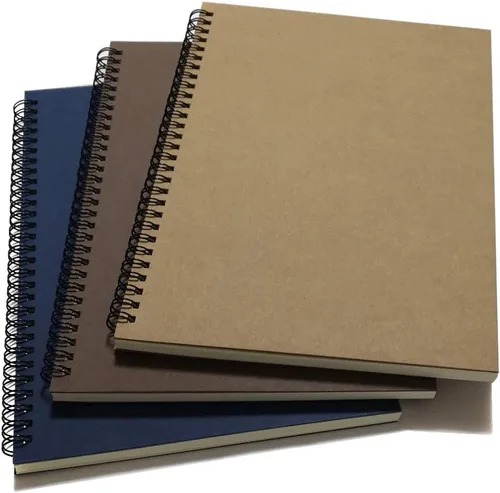 Vista 6 de YUREE - Cuaderno con espiral a rayas, de tapa dura, con papel Kraft B5