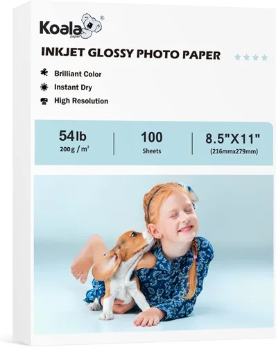 Vista 10 de Papel Fotográfico de Koala para Impresoras de Inyección de Tinta, Brillante, 4x6 Pulgadas, 100 Hojas, 54 lb, Papel para Fotos, 200 g/m²