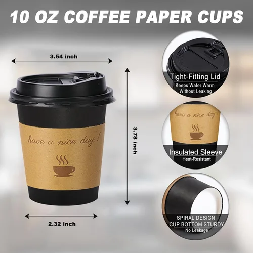 Vista 2 de Lamosi Paquete de 100 tazas de café de 10 onzas, vasos de papel desechables