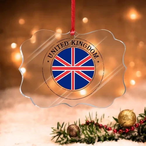 Vista 12 de Bandera de Andorra, adorno colgante de Navidad, bandera nacional, decoraciones de Navidad, adornos acrílicos, colgante para árbol de Navidad