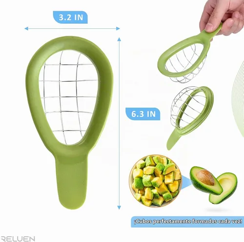 Vista 2 de Herramienta para cortar aguacate – Cuber de aguacate de 3.2 x 6.3 pulgadas con mango ergonómico, fácil de usar y limpiar, plástico de grado