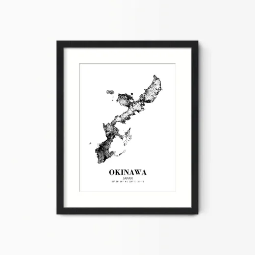 Vista 4 de Eleville 8X10 sin marco Okinawa Japón vista de la ciudad de Japón camino abstracto mapa moderno impresión arte póster pared oficina decoración