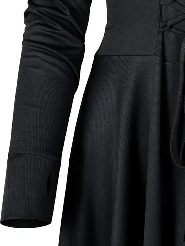 Vista 7 de Conjunto de túnica medieval con capucha para mujer, estilo vintage, con capucha, disfraz, cosplay, conjunto de leggings de red