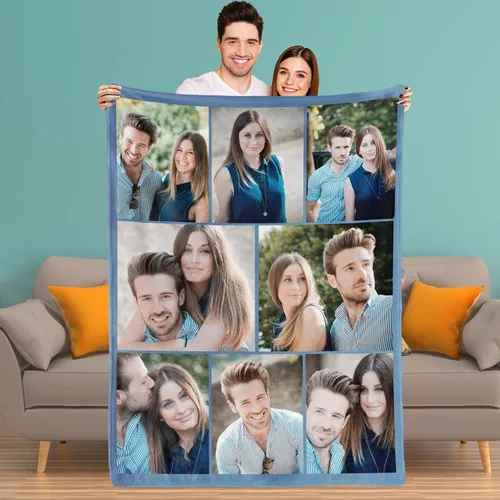 Vista 10 de Youltar Manta personalizada con fotos de texto, mantas personalizadas con imágenes para novia, parejas, marido, esposa, boda, utilizada como regalo