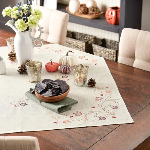 Vista 4 de DII Decoración de mesa de otoño, decoración de interior, Acción de Gracias, decoración de mesa, 40 x 40, trigo otoñal