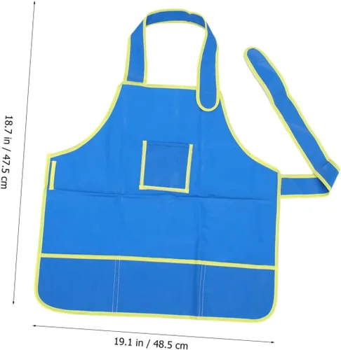 Vista 2 de OUNONA Delantal de arte para pintar y dibujar de bricolaje azul para edades