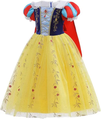 Vista 26 de HIHCBF Disfraz de princesa blanca como la nieve para niñas, cumpleaños, Navidad, Halloween, carnaval (con accesorios)
