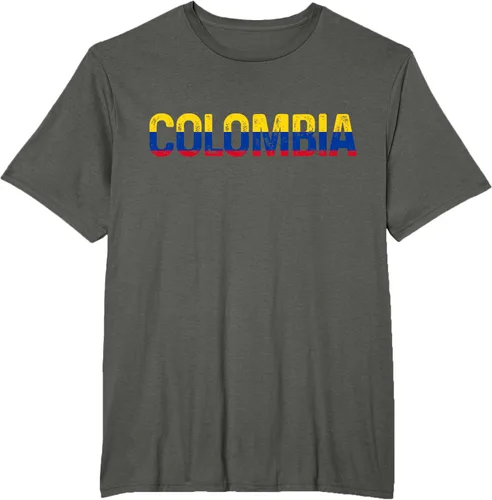 Vista 4 de Camiseta Vintage Pride de la bandera colombiana de Colombia, Negro