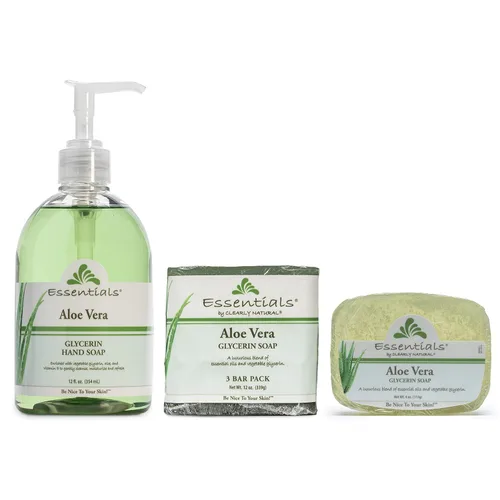 Vista 3 de CLEARLY GLYCERIN Essentials - Jabón en barra de glicerina, aloe vera, 12 Hidratante, uso de todo el cuerpo, mantiene el equilibrio del pH