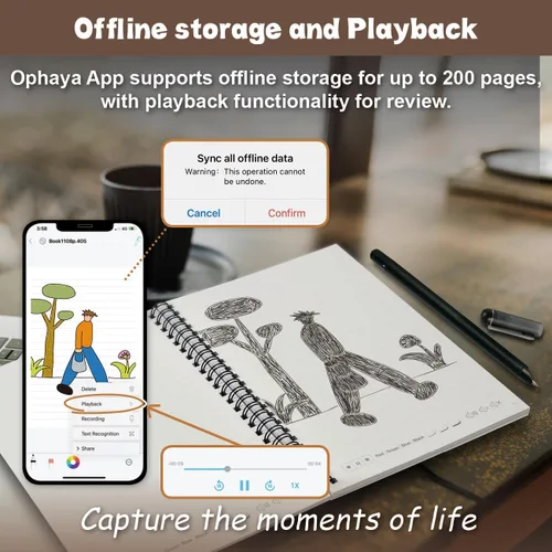 Vista 3 de Ophaya Sync Smart Pen y cuaderno A5 (paquete de 5) para tomar notas, regalos para adultos, mujeres, hombres, compañeros de trabajo, profesores