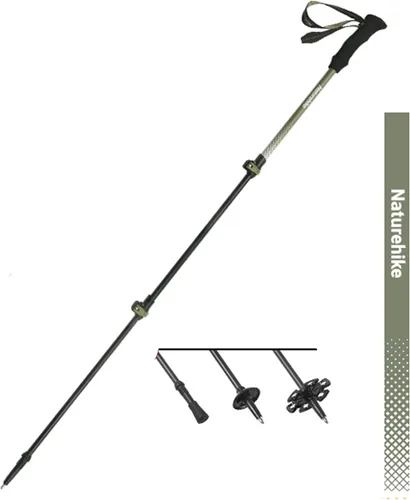 Vista 8 de Naturehike - Bastón de trekking de fibra de carbono 3K plegable y telescópico de 3 secciones ultraligero para mujeres y hombres, bastón