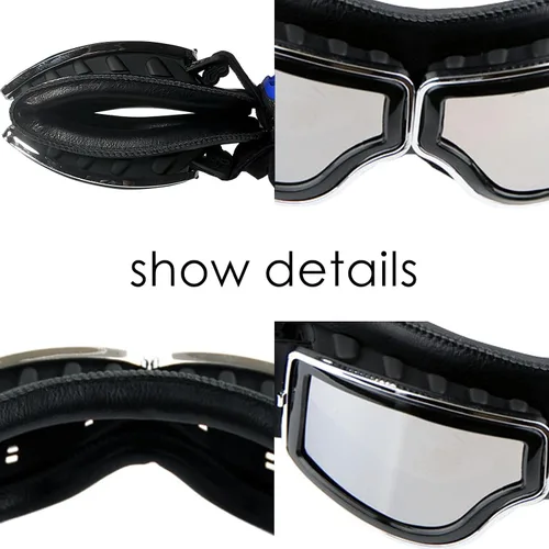 Vista 4 de Anteojos de seguridad para motociclismo, motonetas, medio casco clásico para Vespa, estilo aviador, plegable con lentes transparentes