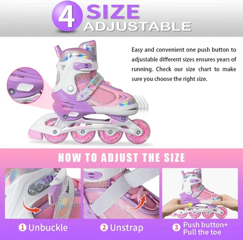 Vista 43 de MammyGol Patines en línea ajustables para niños y niñas, patines con ruedas iluminadas de 4 a 16 años