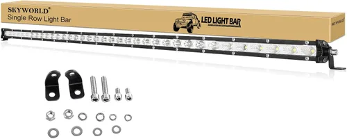 Vista 12 de SKYWORLD 2 X 4 Pulgadas 15W Barra de Luz LED de Una Sola Fila de Bajo Perfil Ultra Delgada, Mini Foco, Luces de Conducción Todoterreno, Luces LED