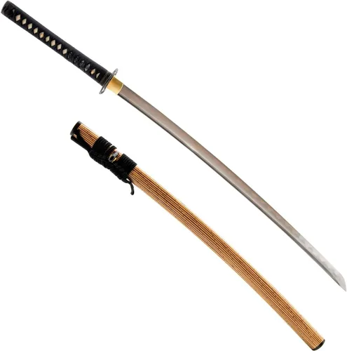 Vista 28 de HMS Samurai Katana Sword, Practical, Hand Forged, 1045 Carbon Steel, Heat Tempered/Clay Tempered, Full Tang, Sharp, Scabbard Blanco-dragón-951A