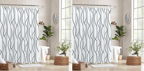 Vista 36 de Biscaynebay - Cortinas de tela texturizada a cuadros para baño